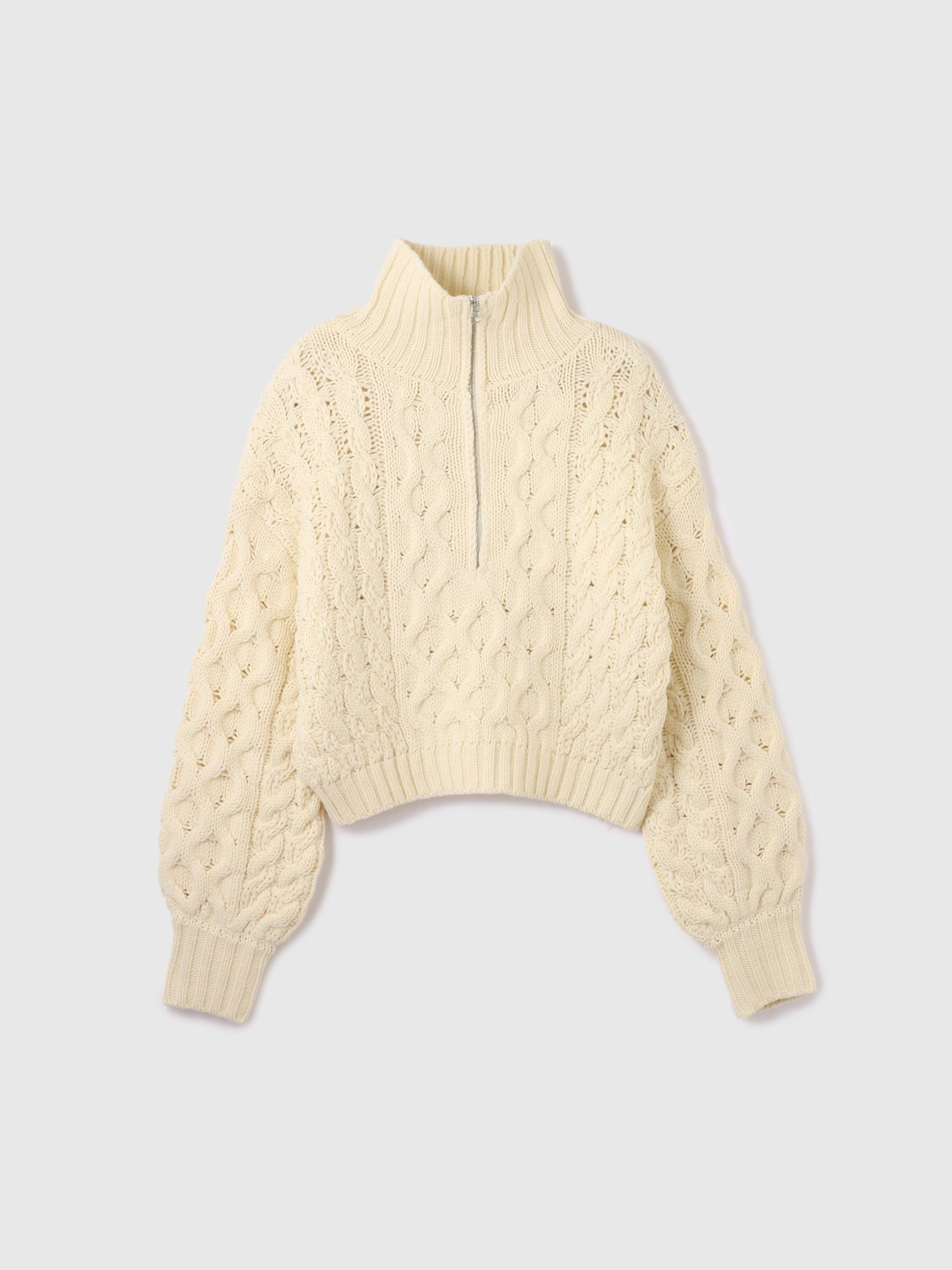 バルキーケーブルハーフジップニット≪手洗い可能≫