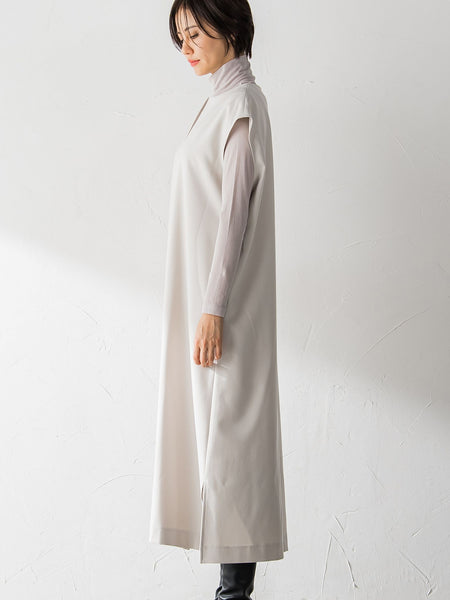【WEB限定】【3サイズ展開】キーネックワンピース≪イージーケア/毛玉になりにくい≫