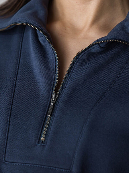 ストライプスリーブハーフジッププルオーバー≪手洗い可能≫