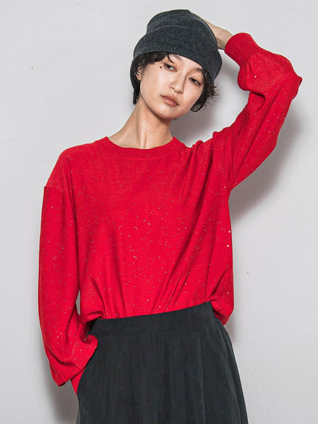 ミニスパンコールクルーネックニット≪手洗い可能≫