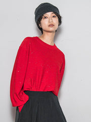 ミニスパンコールクルーネックニット≪手洗い可能≫