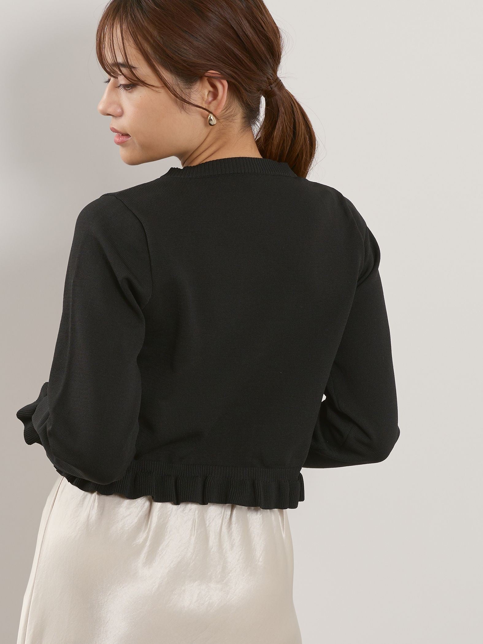 スポンディッシュニットフリルカーディガン≪手洗い可能≫