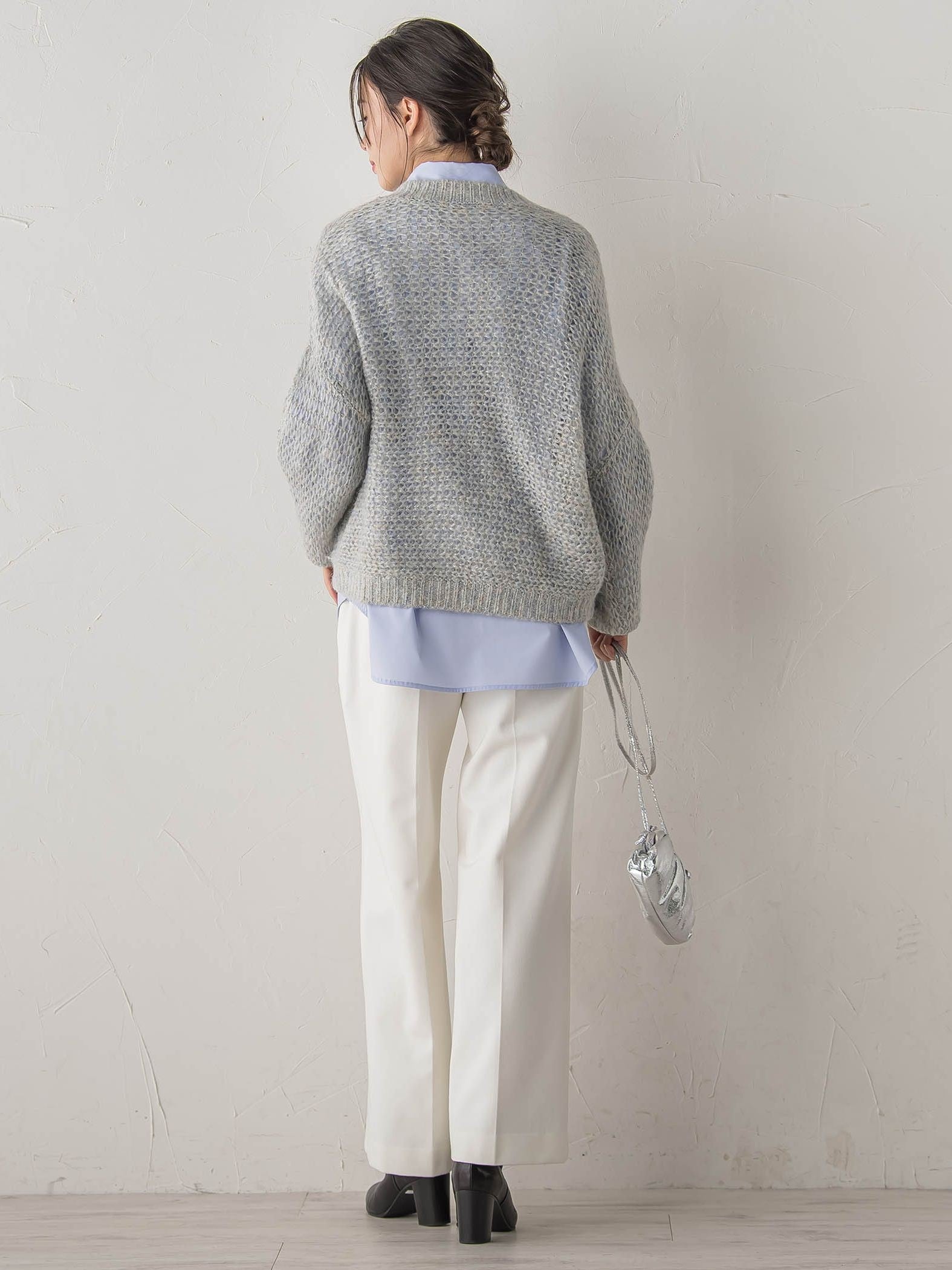 【WEB限定】モヘヤラメVネックショートプルオーバー≪手洗い可能≫