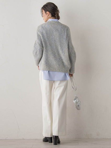 【WEB限定】モヘヤラメVネックショートプルオーバー≪手洗い可能≫