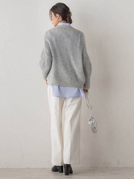 【WEB限定】モヘヤラメVネックショートプルオーバー≪手洗い可能≫