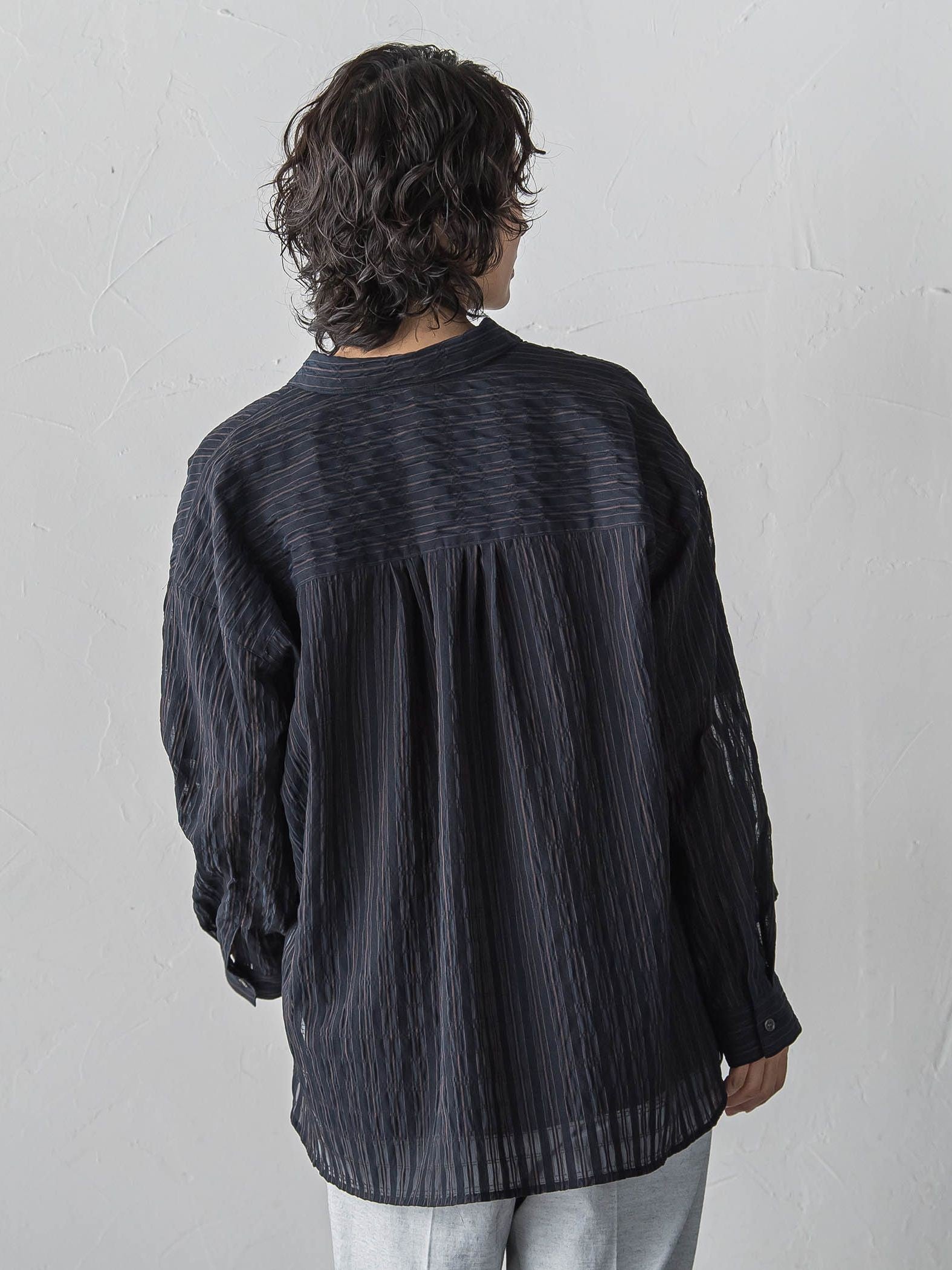 シアーサッカーストライプシャツ