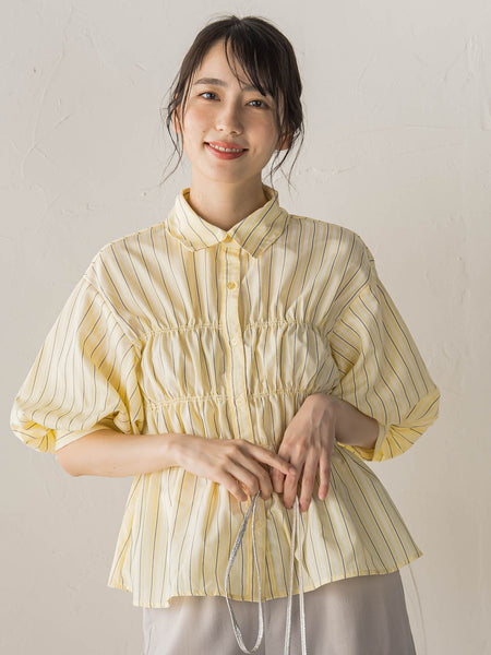 【WEB限定】シャーリングパフスリーブブラウス