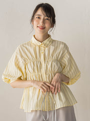 【WEB限定】シャーリングパフスリーブブラウス