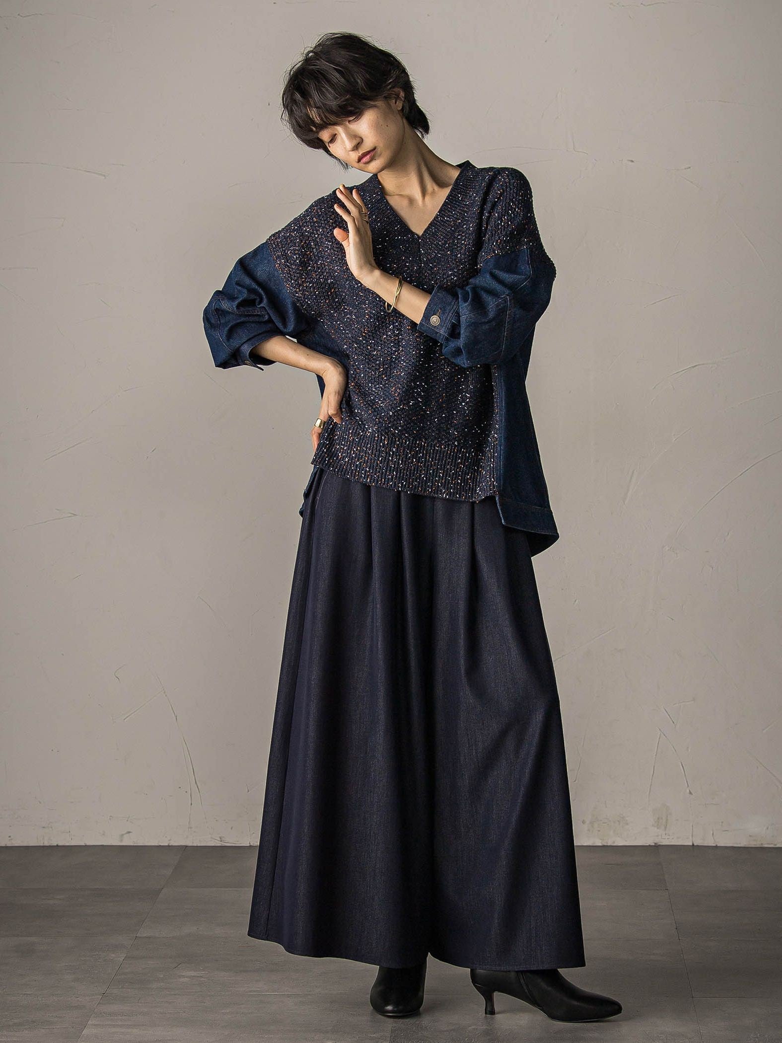 【新色追加】フレアヘムキュロットパンツ≪洗濯機で洗える≫