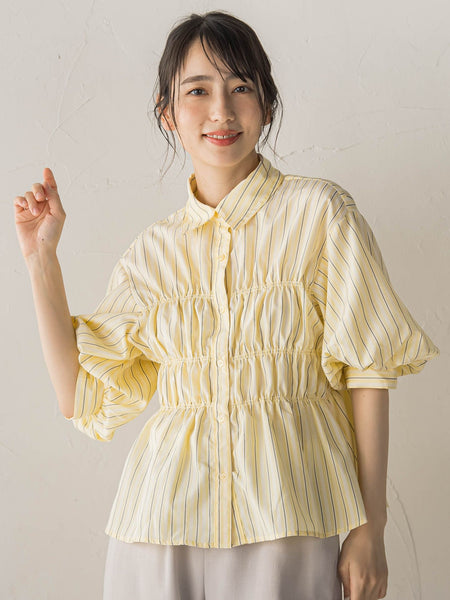 【WEB限定】シャーリングパフスリーブブラウス