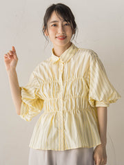 【WEB限定】シャーリングパフスリーブブラウス