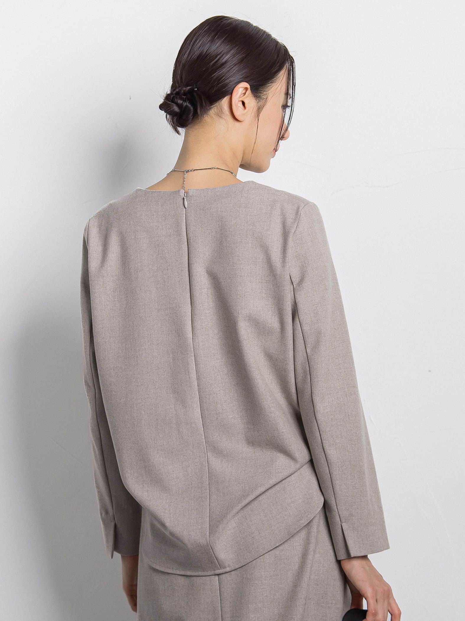 両面起毛キーネックブラウス＜WEB限定11号サイズ＞