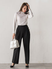 【新色追加】キラキラボタンワイドパンツ≪手洗い可能≫