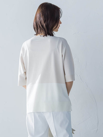 【カタログ掲載】5分袖Tシャツライクニット≪手洗い可能≫