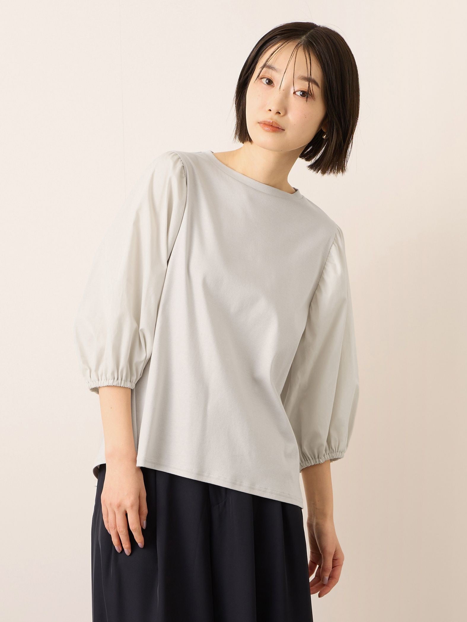 《予約》【機能するミニマル服】切替プルオーバー《接触冷感》