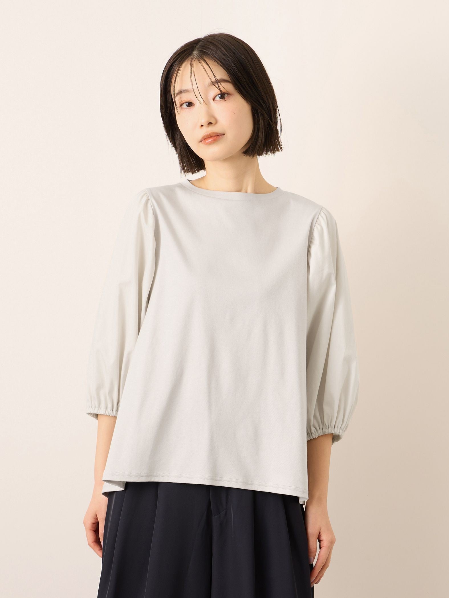 《予約》【機能するミニマル服】切替プルオーバー《接触冷感》