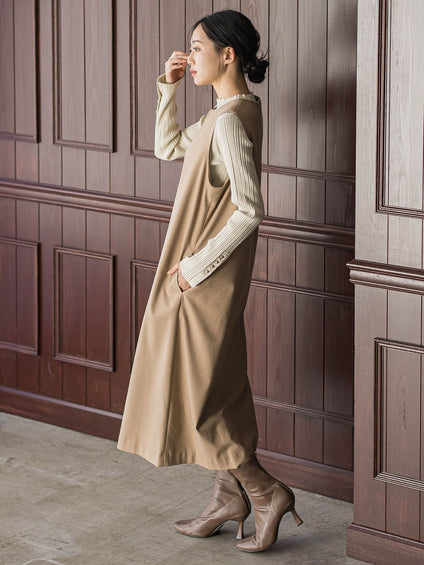 裏起毛サキソニーワンピース≪手洗い可能≫