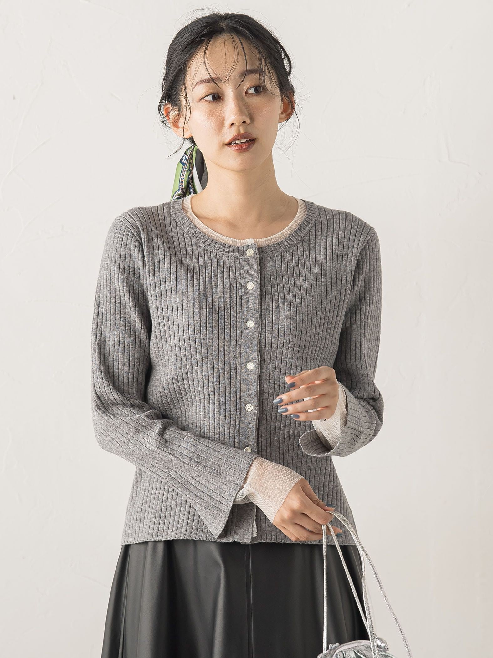 シアー切替えRIBニット≪手洗い可能≫