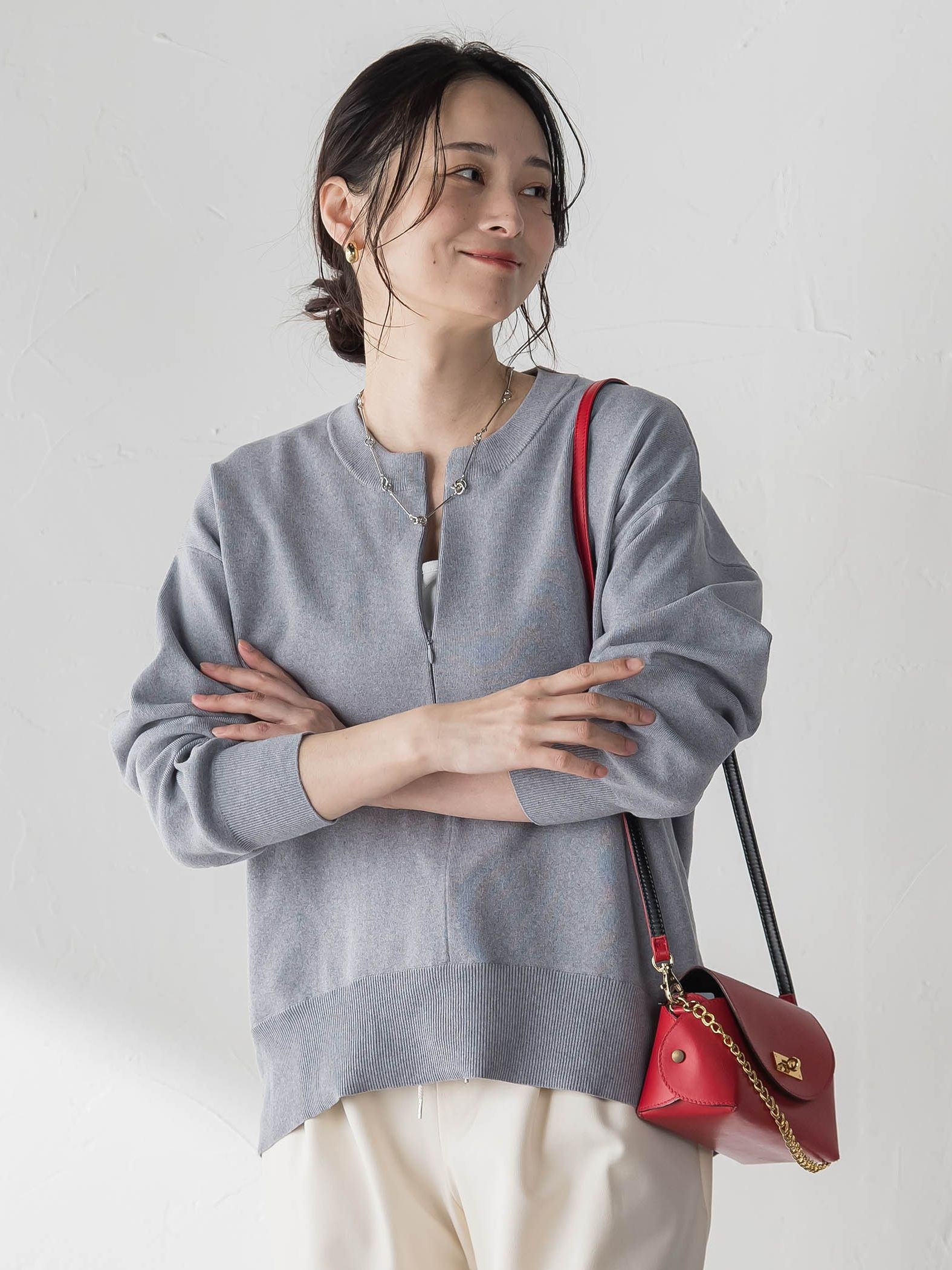 【WEB限定】お肌にやさしいファスナーニット