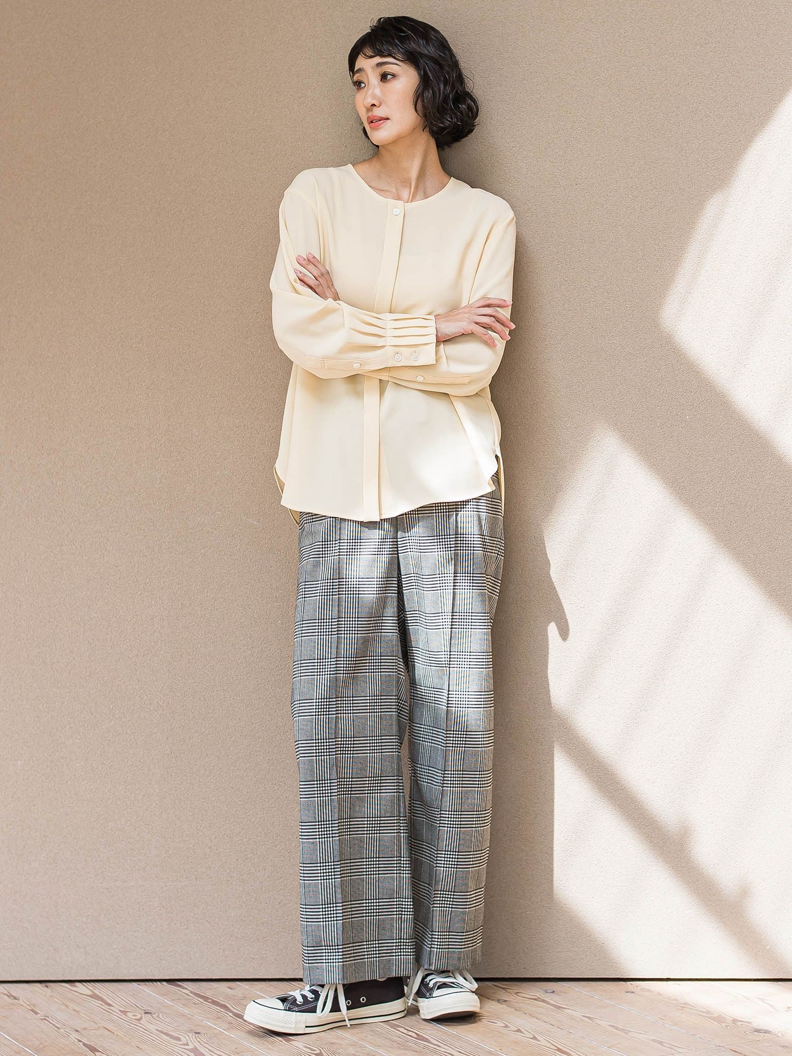 【WEB限定】”ウエストゴムで快適”ワイドパンツ≪洗濯機で洗える≫