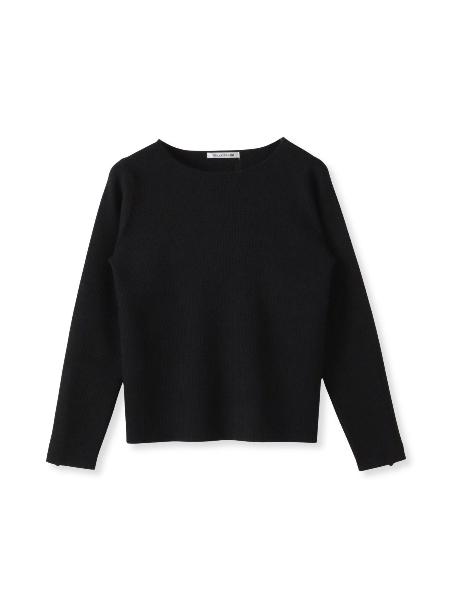 袖フリルパールリブニット