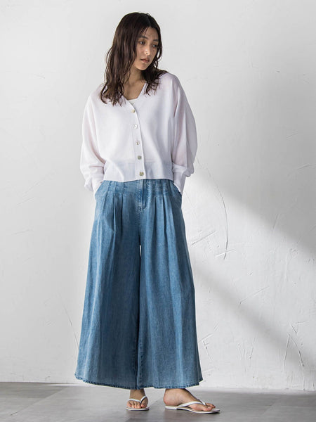 ゆれるデニムフレアパンツ