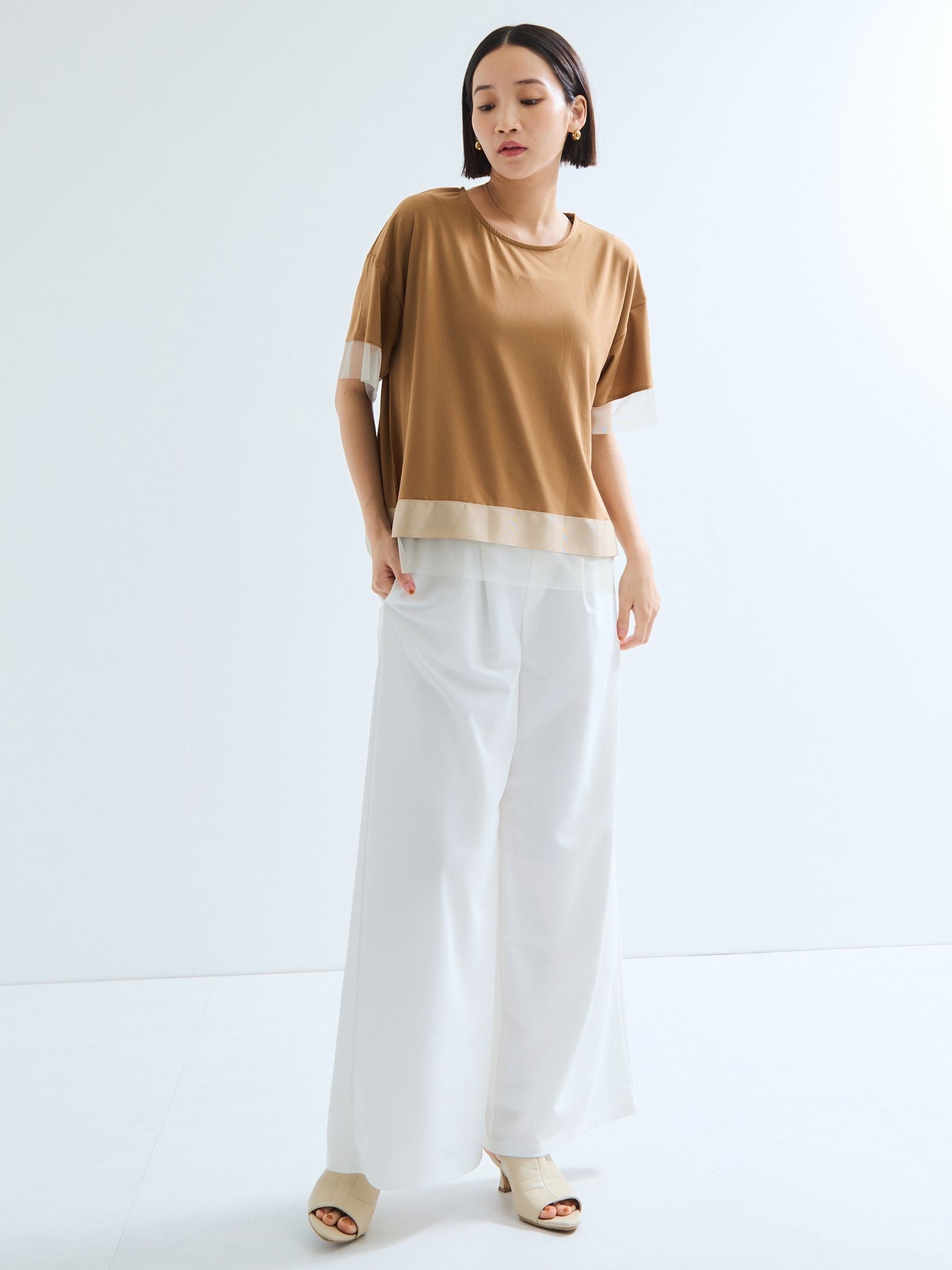 エステルカノコワイドパンツ≪セットアップ対応/洗濯機で洗える≫