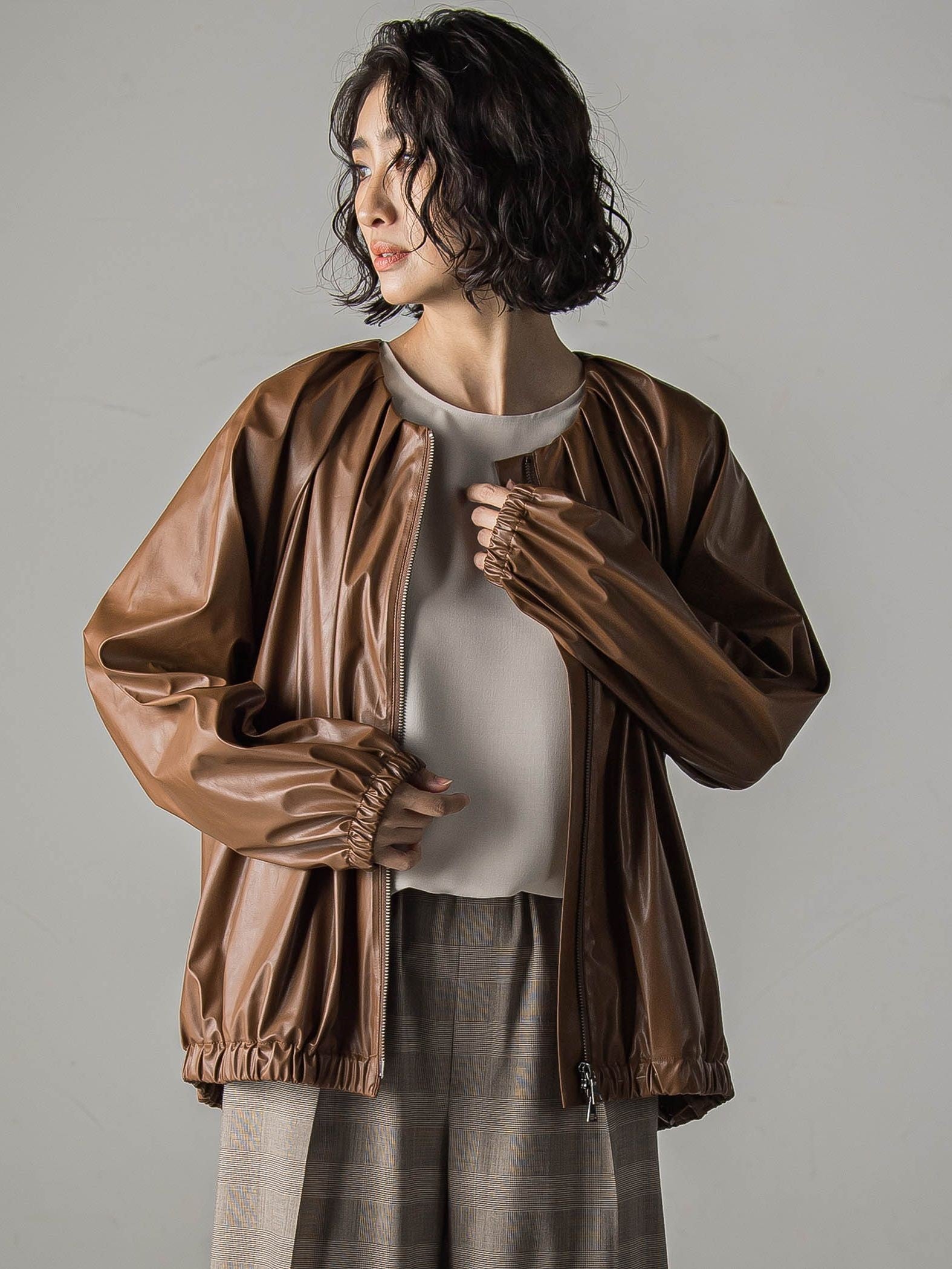 フェイクレザーブルゾン≪手洗い可能≫