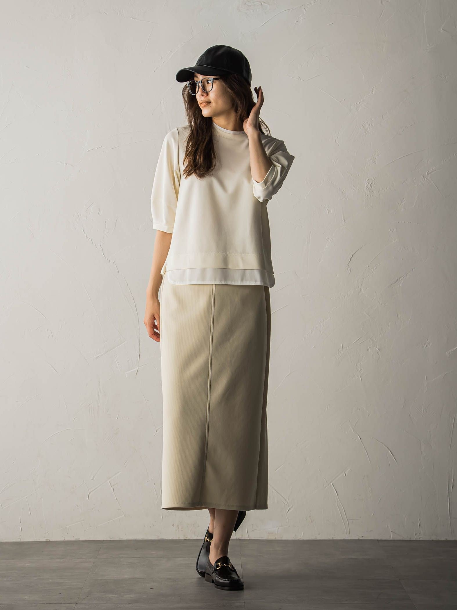 ジョーゼットダンボールAラインスカート≪セットアップ対応/洗濯機で洗える≫