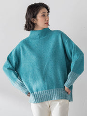 【WEB限定】”ふんわり配色の”もっちりハイネックニット