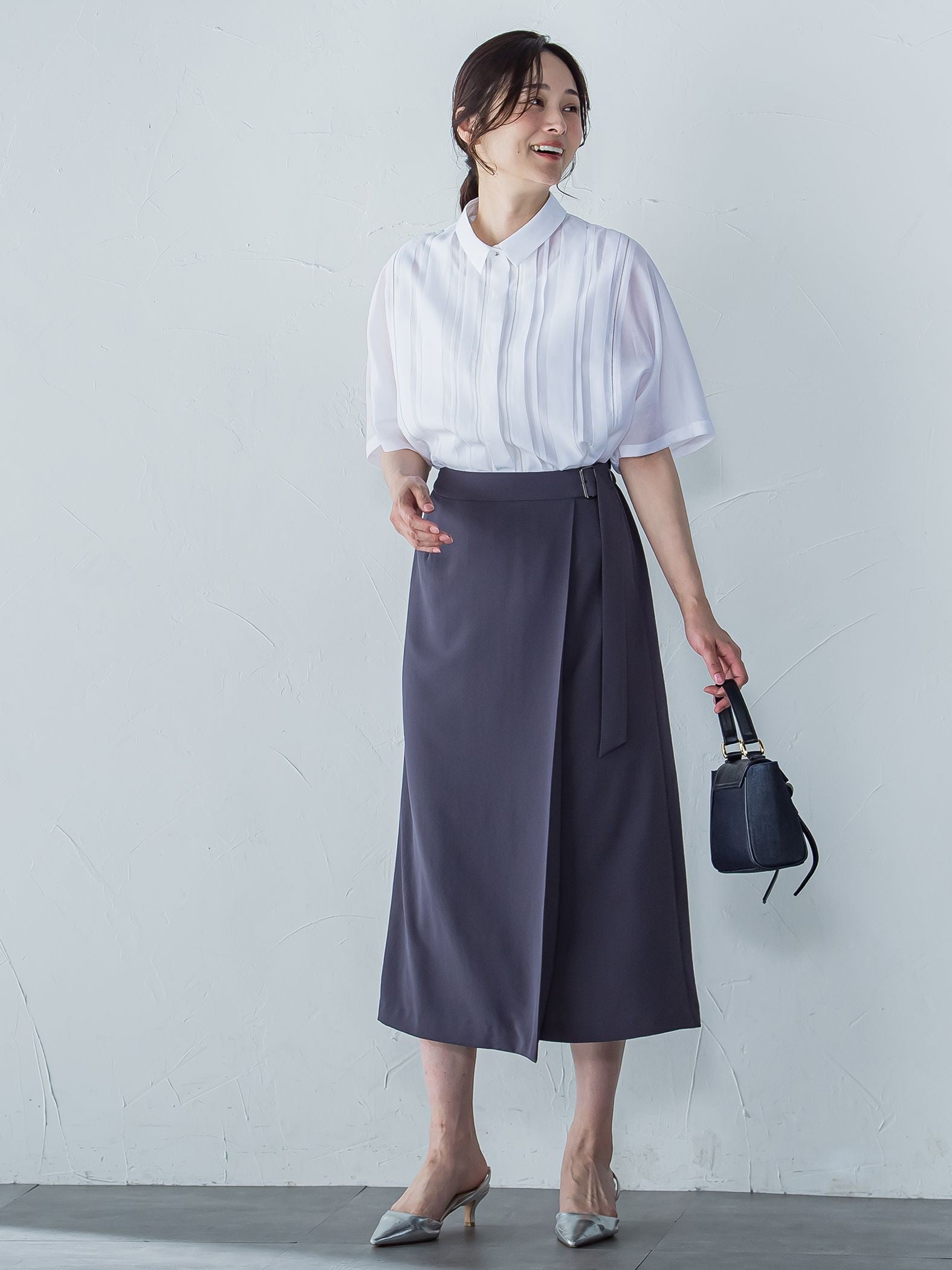 ピンタックレースブラウス≪手洗い可能≫