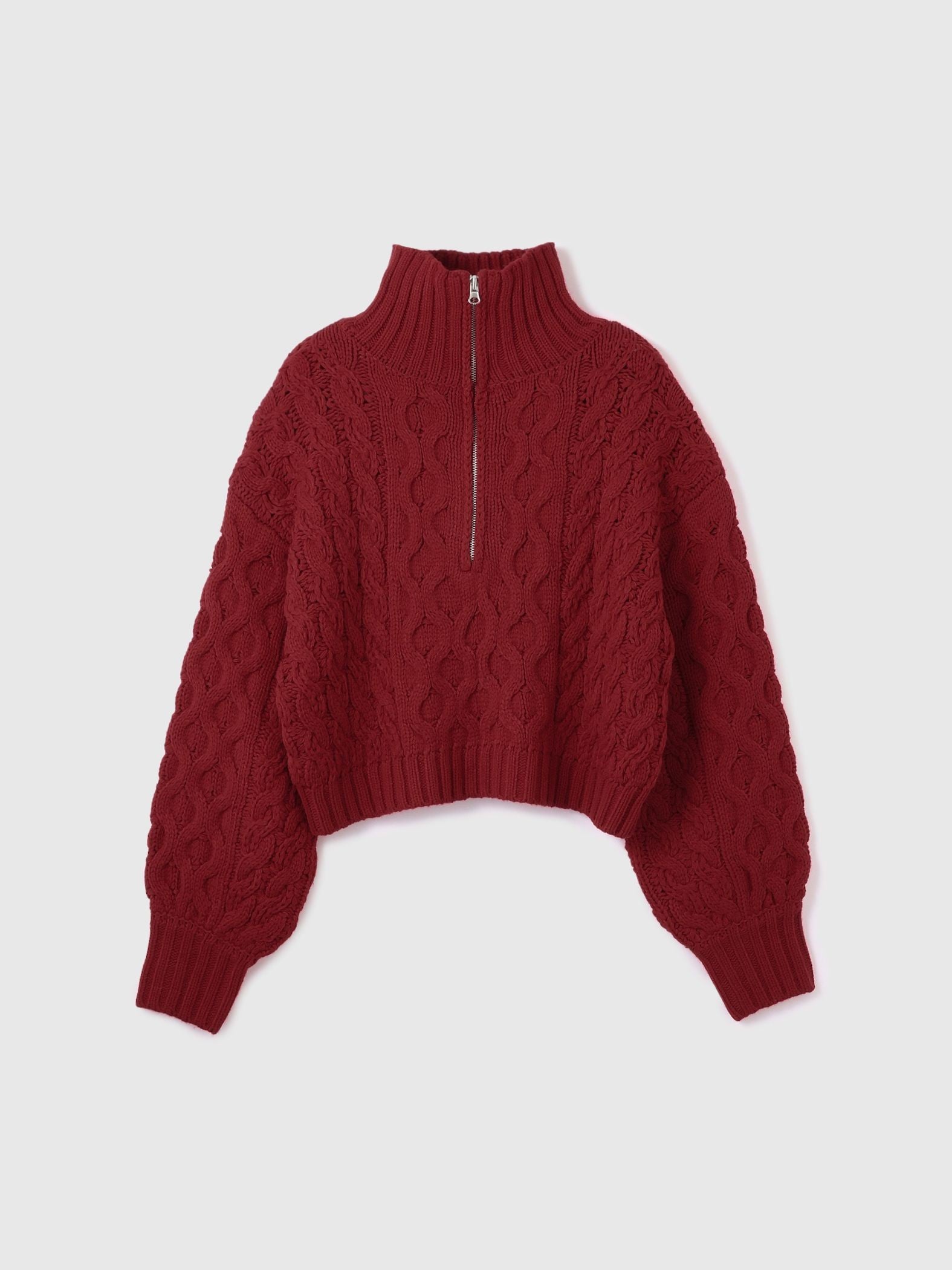 バルキーケーブルハーフジップニット≪手洗い可能≫