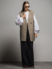 TWギャバジン　スリーブレスコート