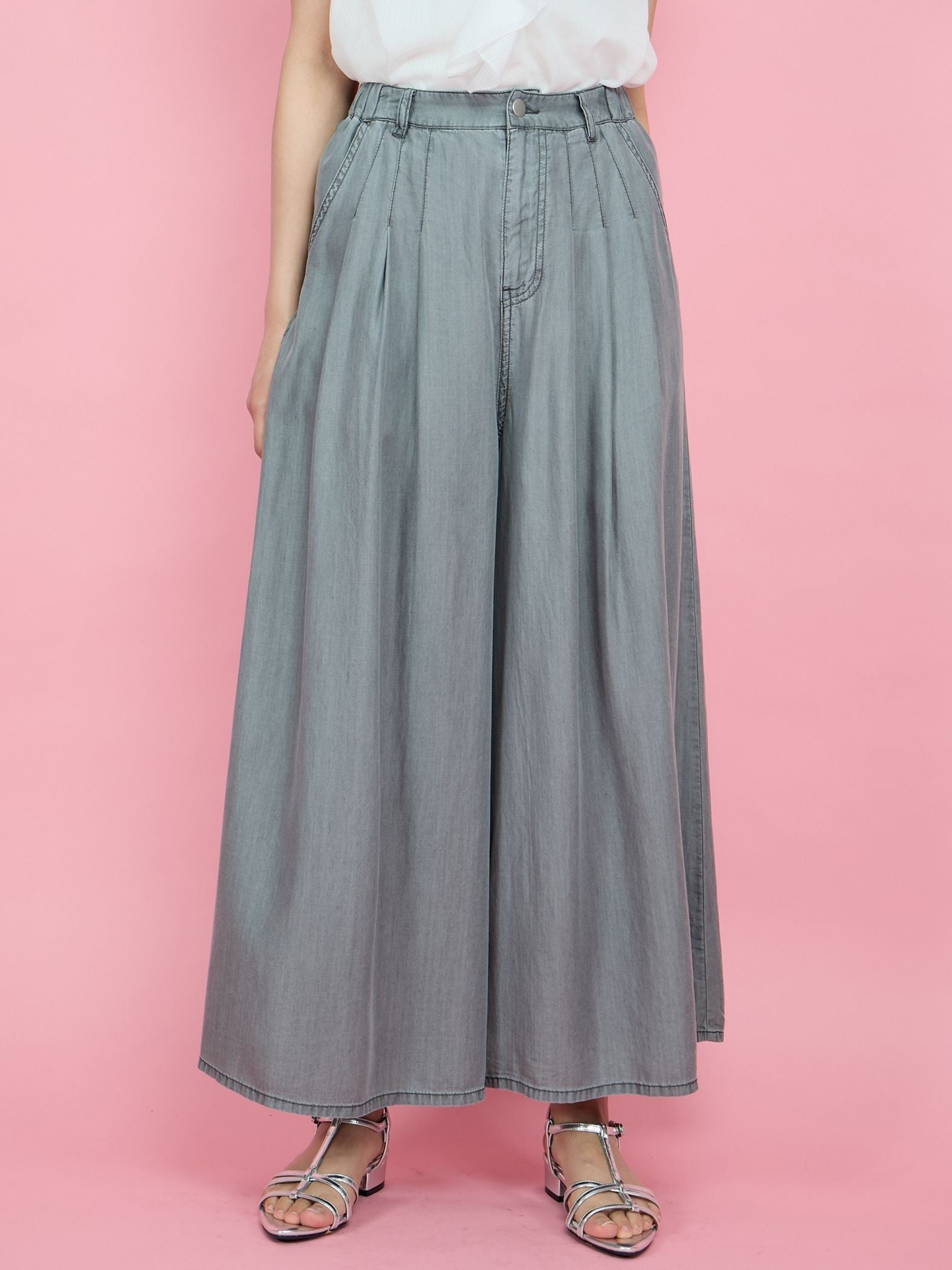バイオシルクタックワイドパンツ≪セットアップ対応/洗濯機で洗える≫