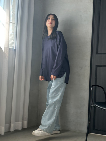 【WEB限定】汗じみ防止スムースロングTシャツ ≪洗える／接触冷感≫