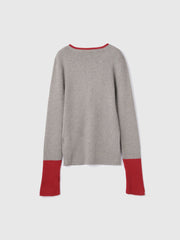 配色キーネックリブニットプルオーバー≪手洗い可能≫