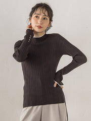袖ボタンランダムリブニット≪手洗い可能≫