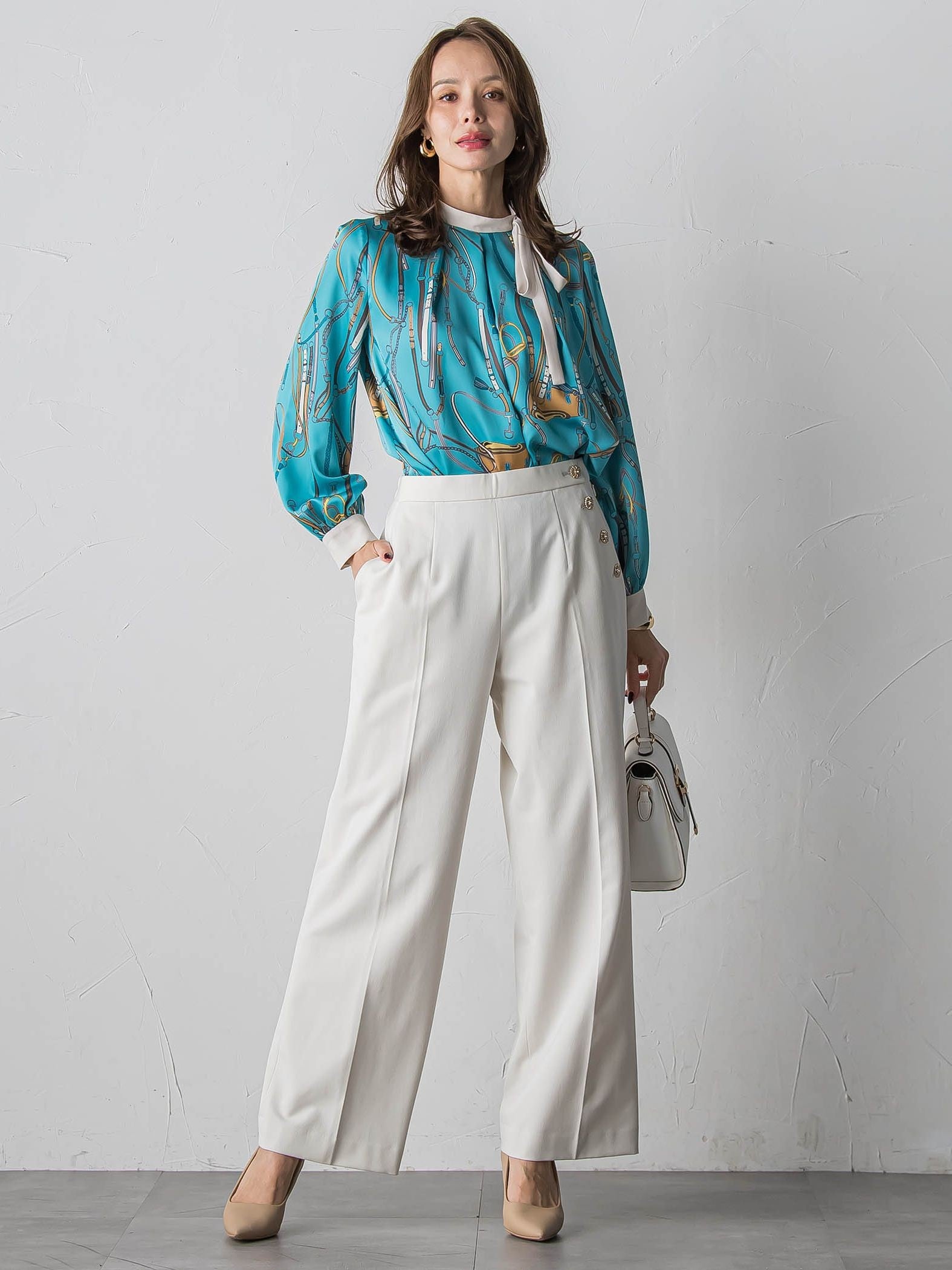 キラキラボタンワイドパンツ≪手洗い可能≫