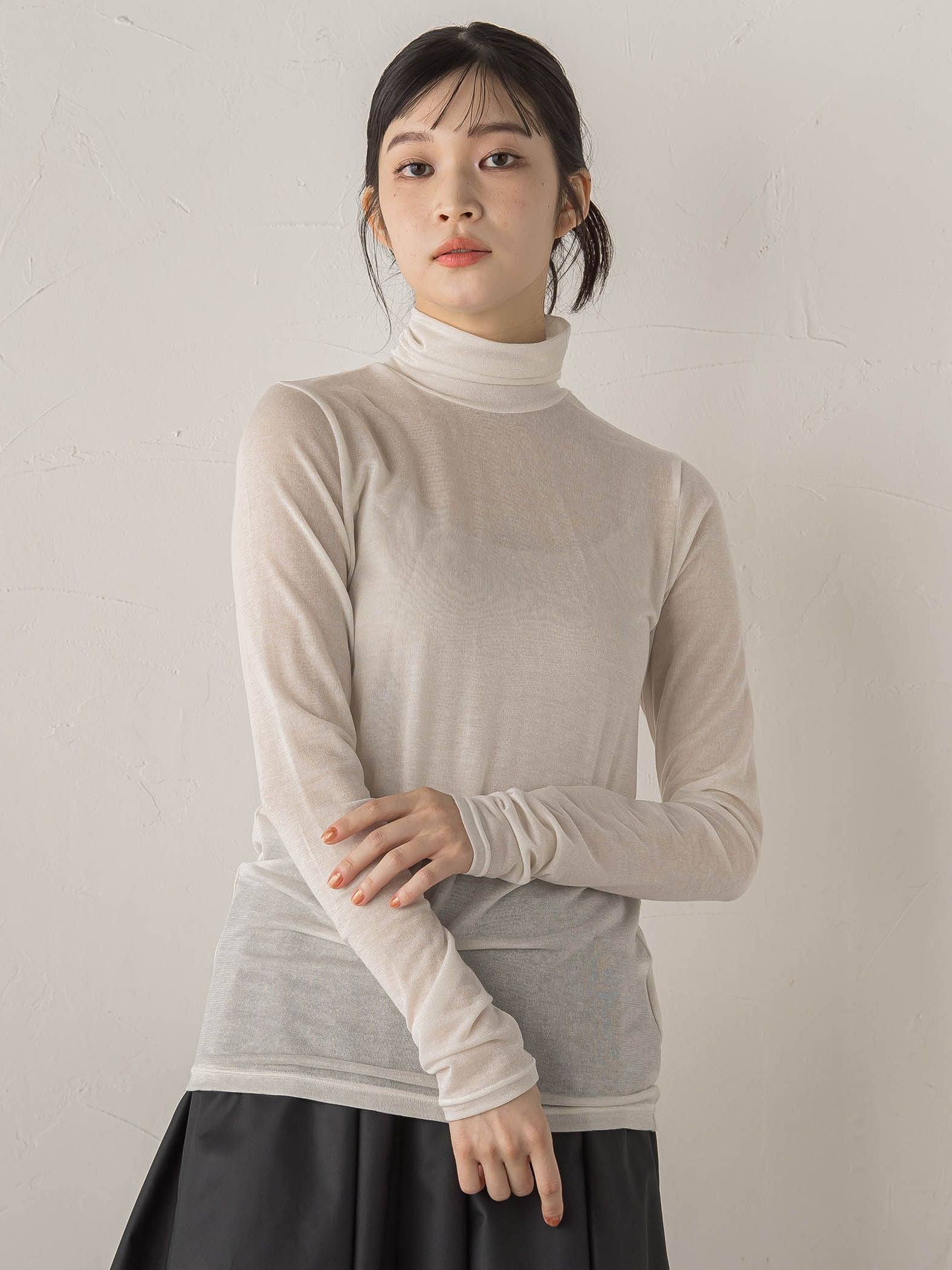 カシミヤシルクシアーラメカットソー≪手洗い可能≫