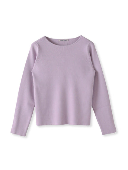 袖フリルパールリブニット