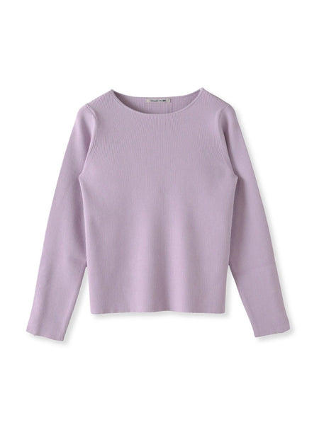 袖フリルパールリブニット