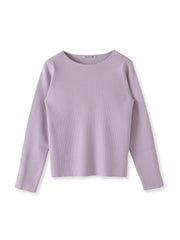 袖フリルパールリブニット