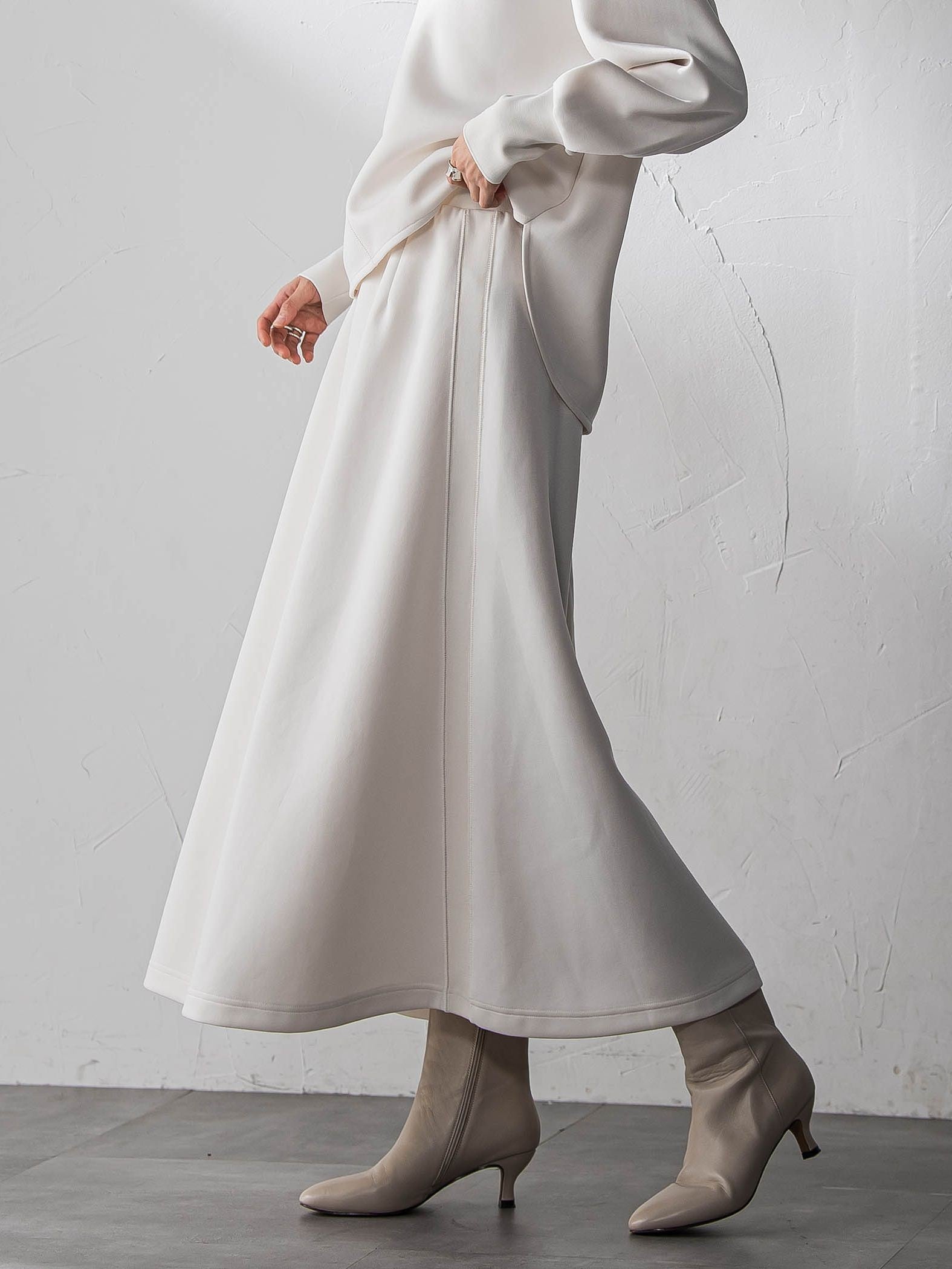 軽量ボンディングスカートセットアップ≪洗濯機で洗える≫