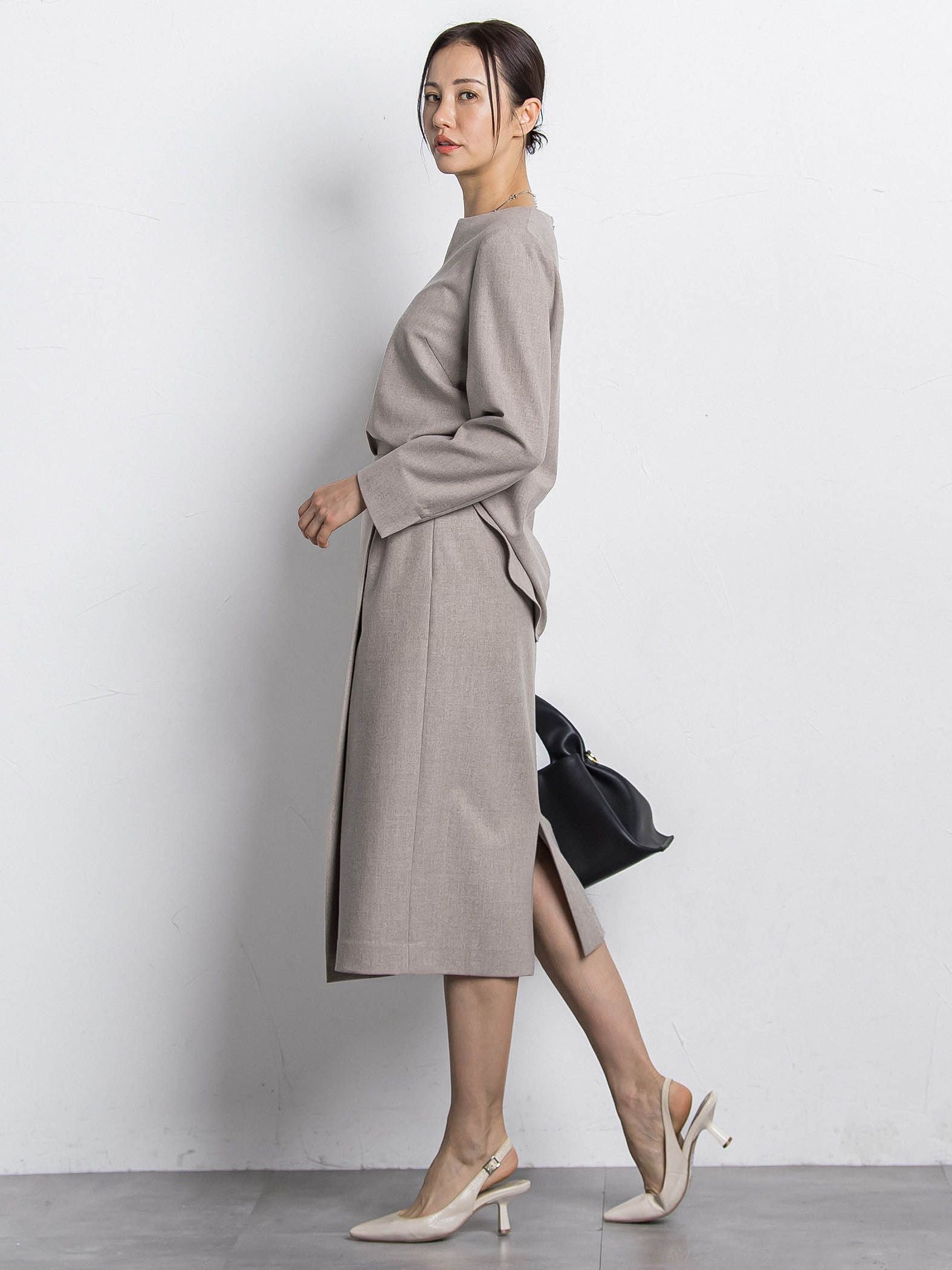 両面起毛キーネックブラウス＜WEB限定11号サイズ＞