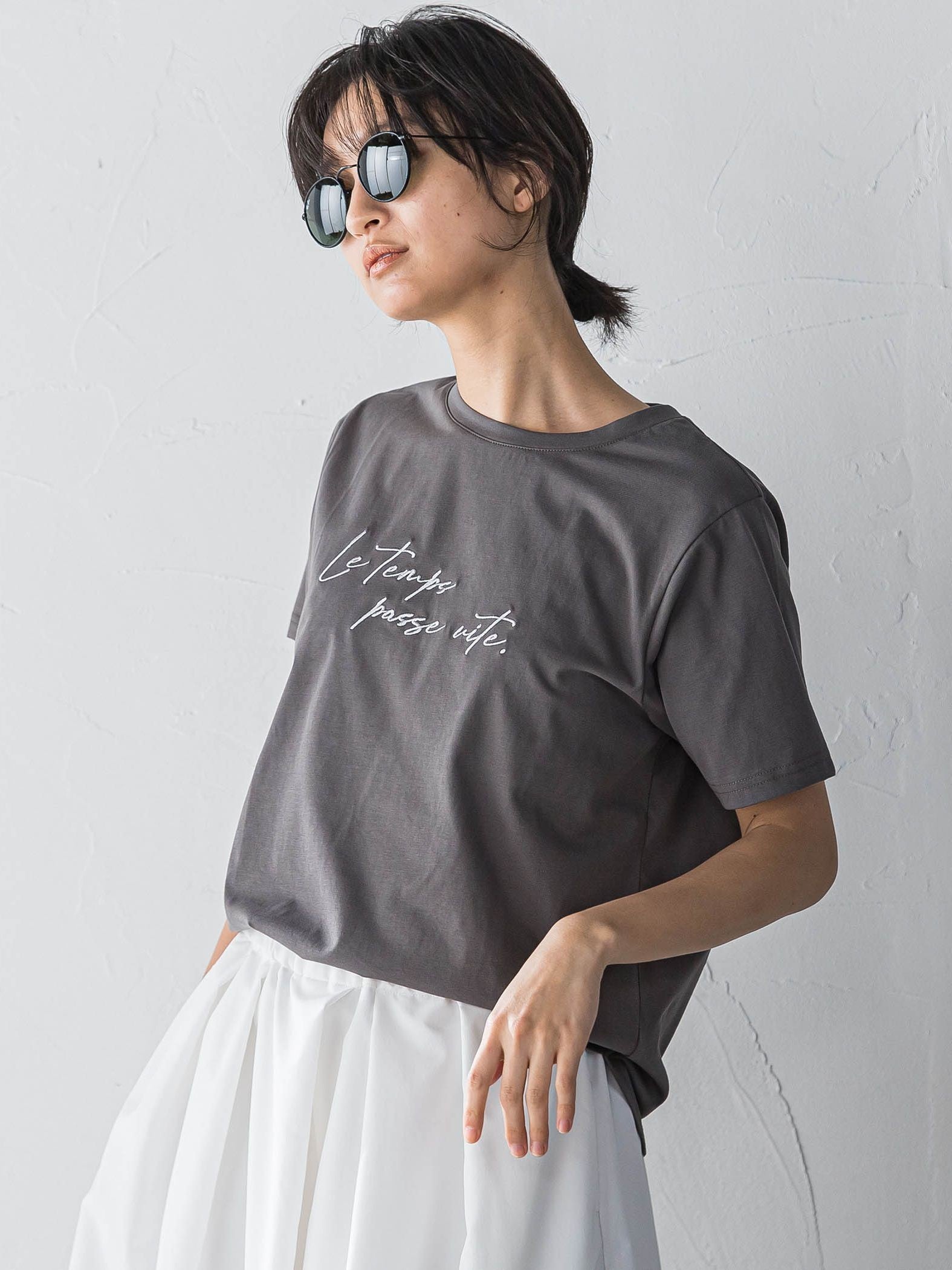 ハンドメッセージ刺繍ロゴTシャツ≪洗濯機で洗える≫