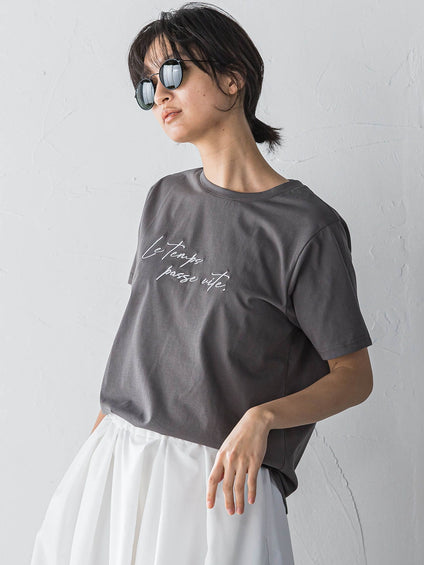 ハンドメッセージ刺繍ロゴTシャツ≪洗濯機で洗える≫