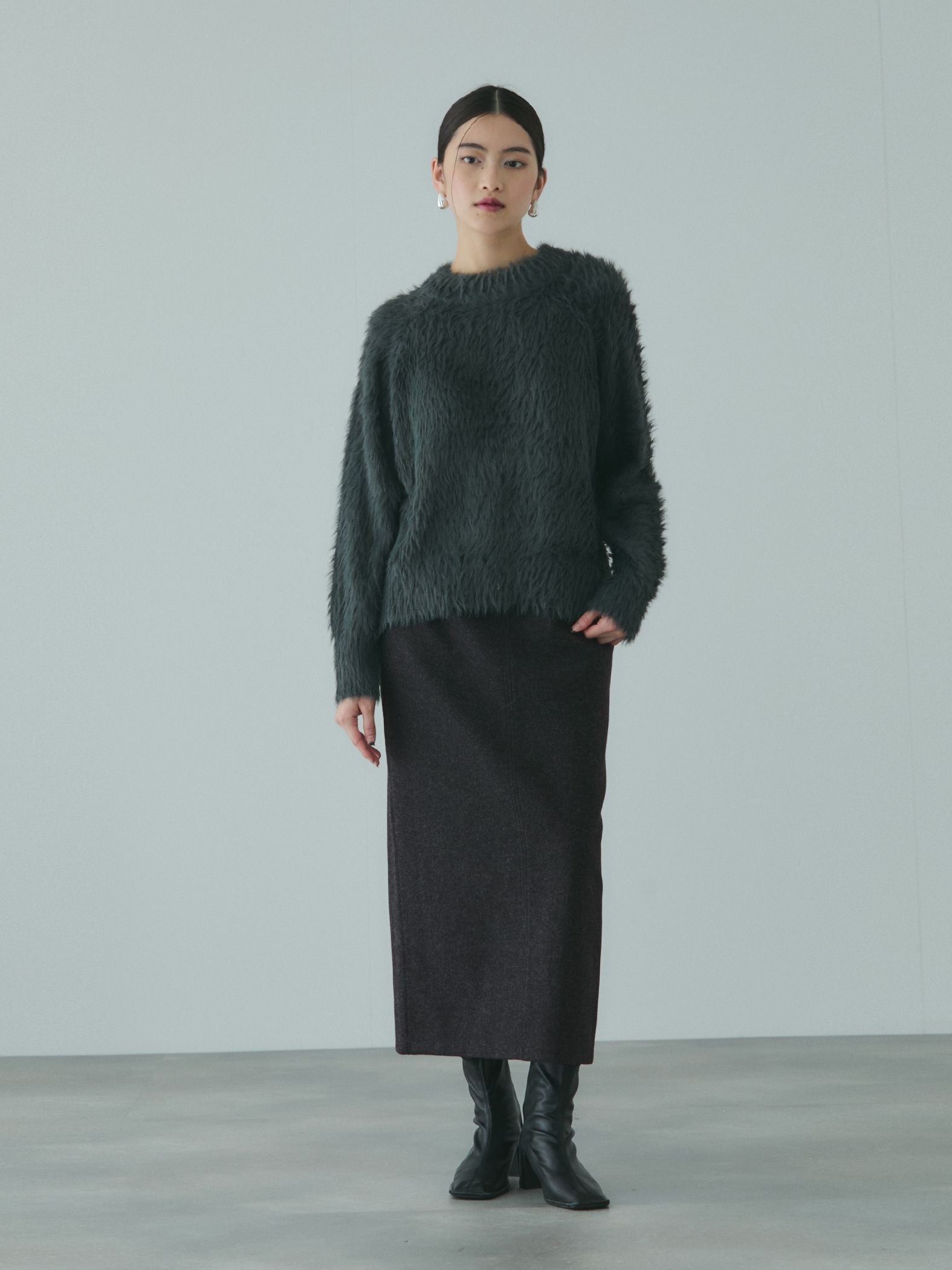 ソフトニットメルトンIラインスカート≪手洗い可能≫