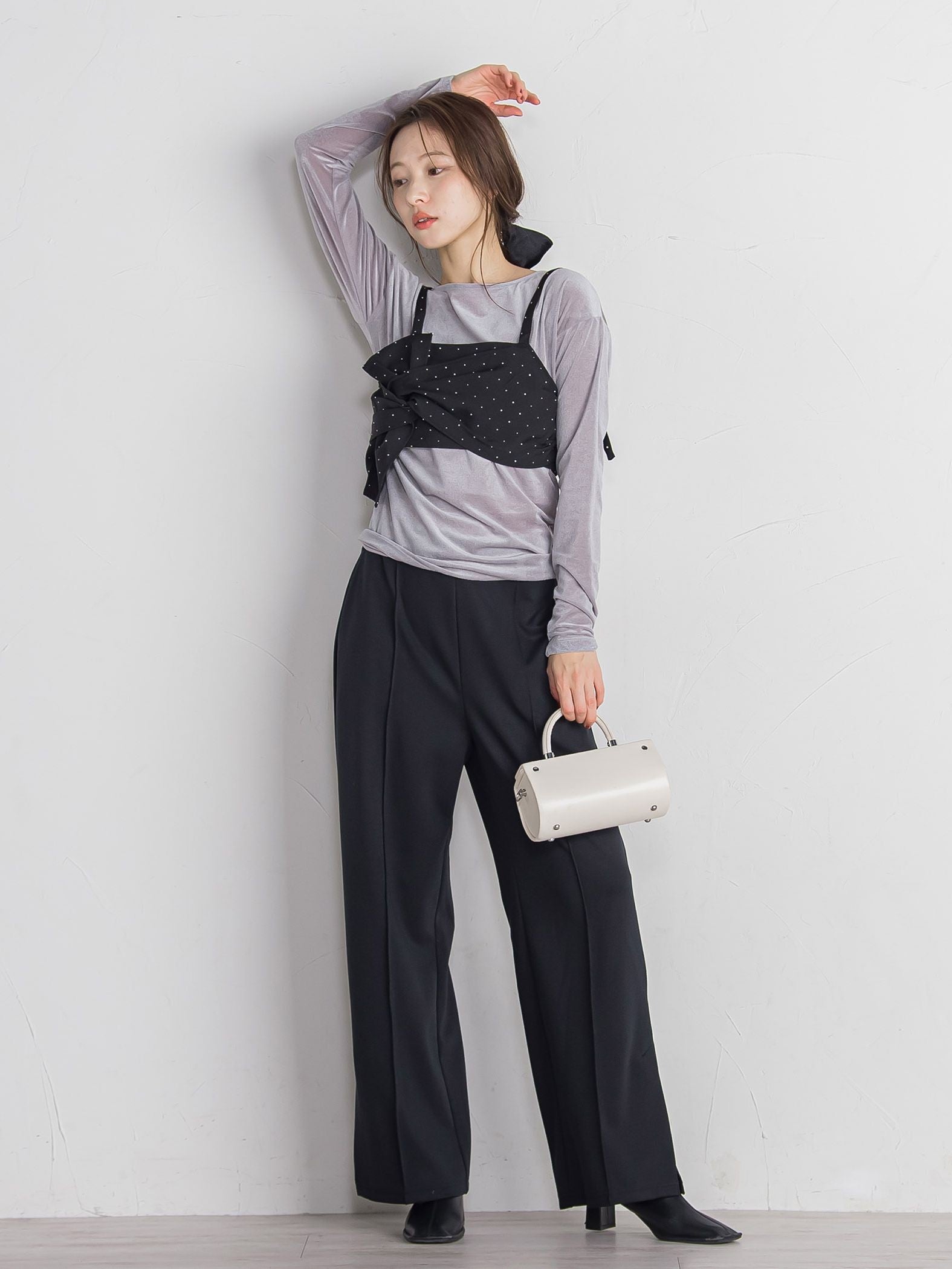 ポンチサイドスリットワイドパンツ≪セットアップ対応/手洗い可能≫