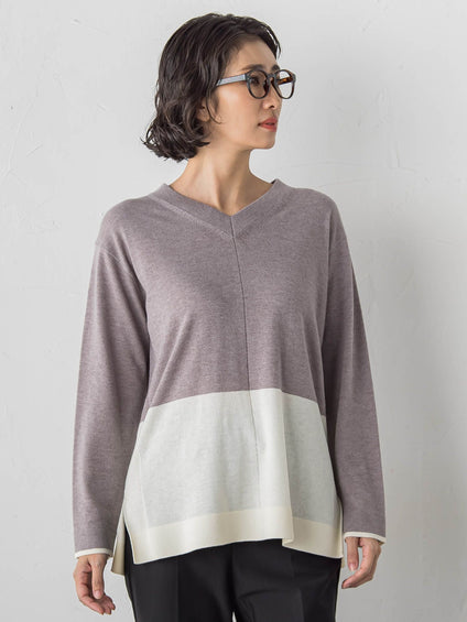 ファインウールVネックニット