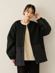 ダンボール中綿切り替えノーカラージャケット≪手洗い可能≫